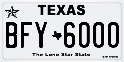 TX license plate BFY6000