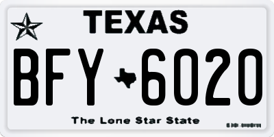 TX license plate BFY6020
