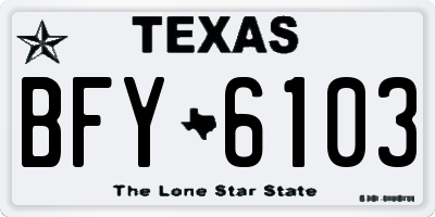 TX license plate BFY6103