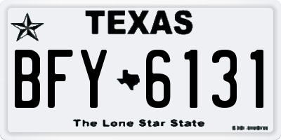 TX license plate BFY6131