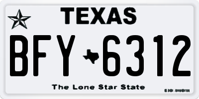 TX license plate BFY6312