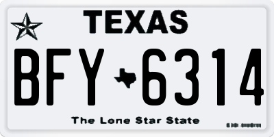 TX license plate BFY6314
