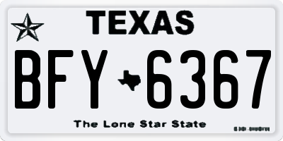 TX license plate BFY6367