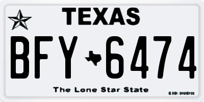 TX license plate BFY6474