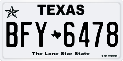 TX license plate BFY6478