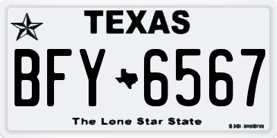 TX license plate BFY6567