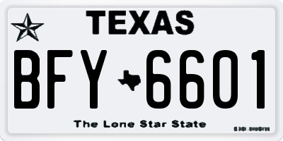 TX license plate BFY6601