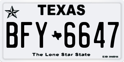 TX license plate BFY6647