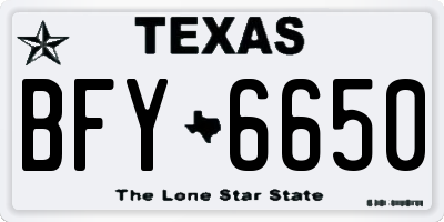 TX license plate BFY6650