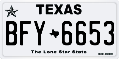 TX license plate BFY6653