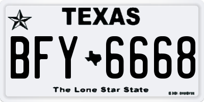 TX license plate BFY6668
