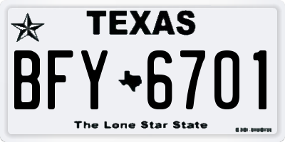TX license plate BFY6701