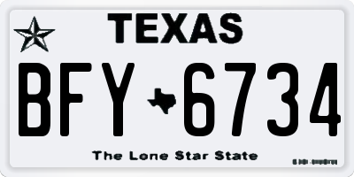 TX license plate BFY6734