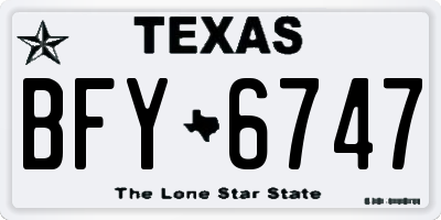 TX license plate BFY6747