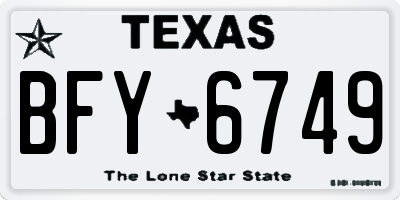 TX license plate BFY6749