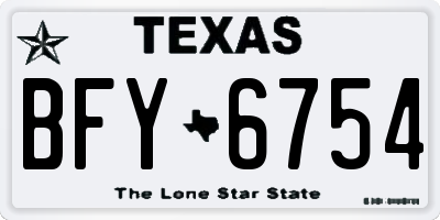 TX license plate BFY6754