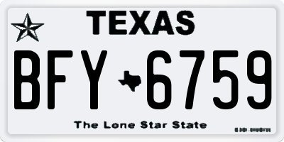 TX license plate BFY6759