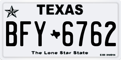 TX license plate BFY6762