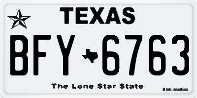 TX license plate BFY6763