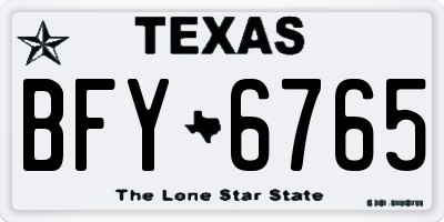TX license plate BFY6765