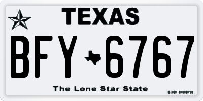 TX license plate BFY6767