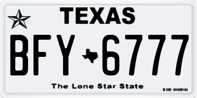 TX license plate BFY6777