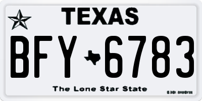 TX license plate BFY6783