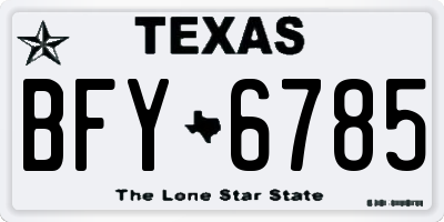 TX license plate BFY6785