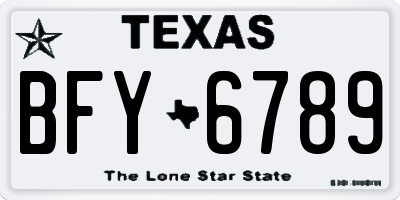 TX license plate BFY6789