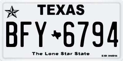 TX license plate BFY6794