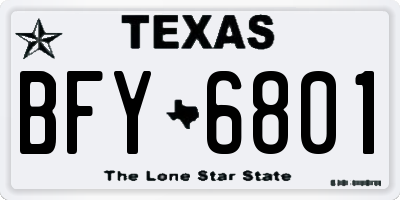 TX license plate BFY6801
