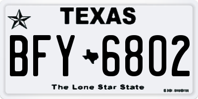 TX license plate BFY6802