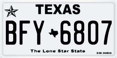 TX license plate BFY6807