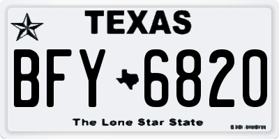 TX license plate BFY6820