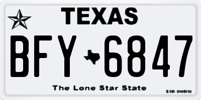 TX license plate BFY6847