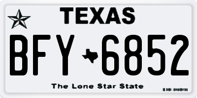 TX license plate BFY6852