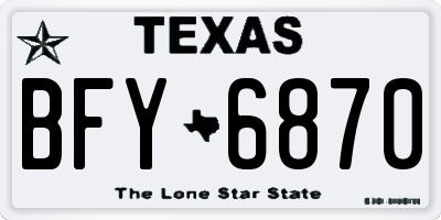 TX license plate BFY6870