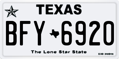 TX license plate BFY6920