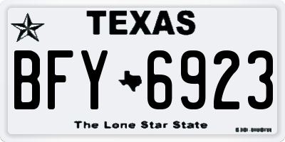 TX license plate BFY6923