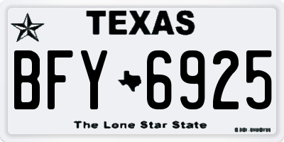 TX license plate BFY6925