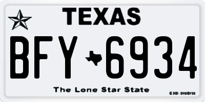 TX license plate BFY6934