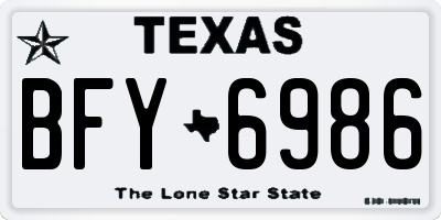 TX license plate BFY6986
