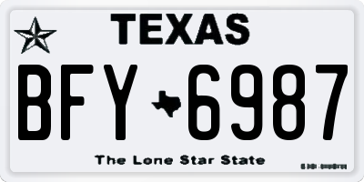 TX license plate BFY6987