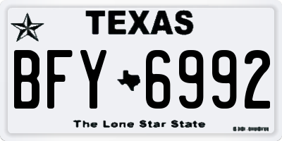 TX license plate BFY6992