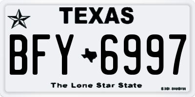 TX license plate BFY6997
