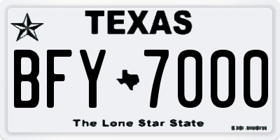 TX license plate BFY7000