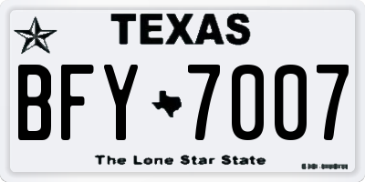 TX license plate BFY7007