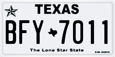 TX license plate BFY7011