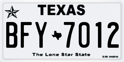 TX license plate BFY7012