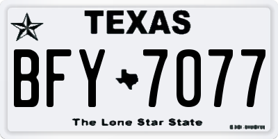 TX license plate BFY7077